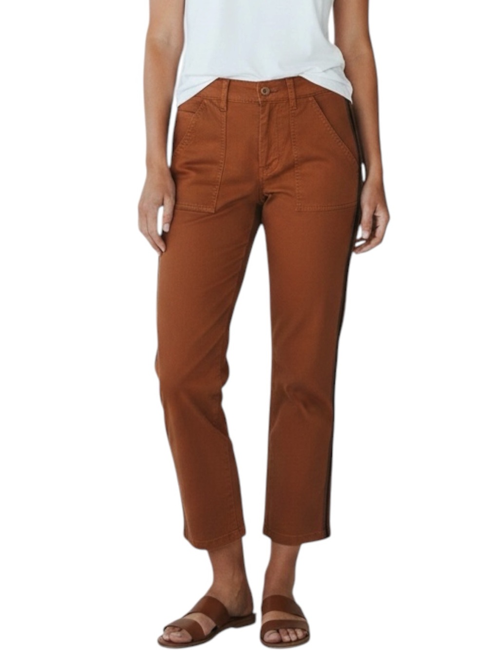 LUCKY BRAND Burnt Orange Chinos with Dark Side Stripe Size 4/27 -- SO ON TREND!!